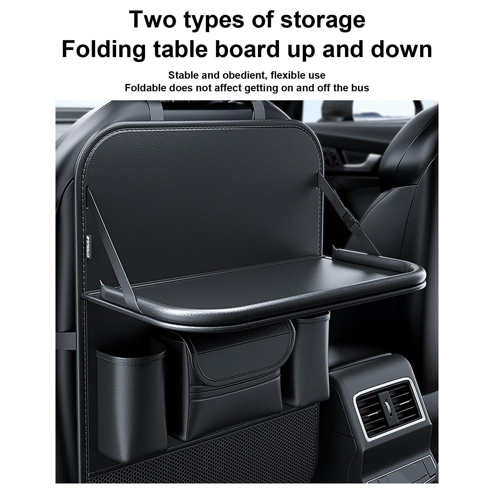 Organizadores del asiento trasero del coche,organizador del respaldo del | asiento del coche - Organizadores de asiento Organizadores de asiento trasero de PU - Mesa de bandeja de asiento de coche