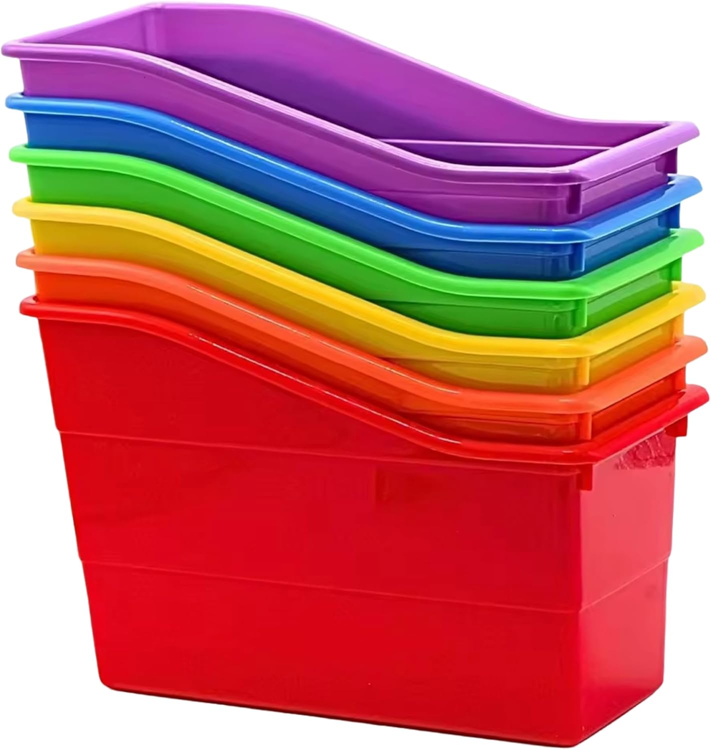 6Pcs Book Holder, Colorful Plastic Vertical Book Boxes Space Saving Multifunctional Magazine Storage for Classroom Holder