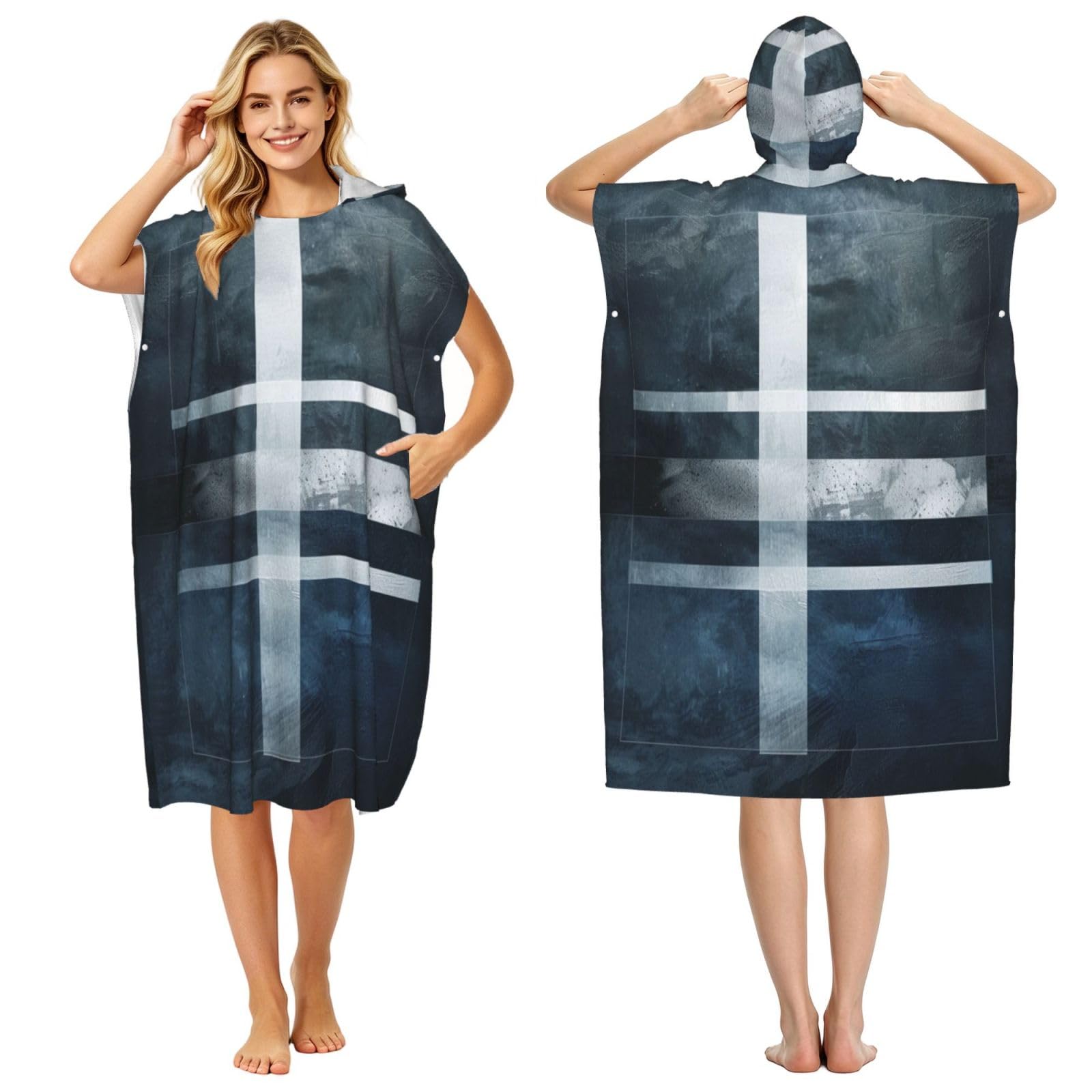 KLGRTJHK Flag Of Northern Ireland Adult Hooded Beach Poncho Towel 43"X35"