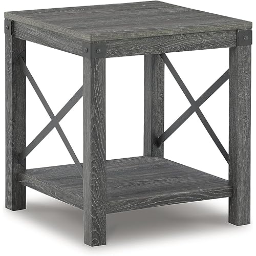 Signature Design by Ashley Freedan Rustic Farmhouse End Table, Gray