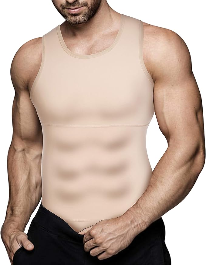 SLIMBELLE Maglietta A Compressione Da Uomo Canottiera Snellente Body Shaper Cardigan Petto A Forma Di X Per Controllo Della Pancia (IT, Testo, M, Regular, Regular, Nero - Foto 6