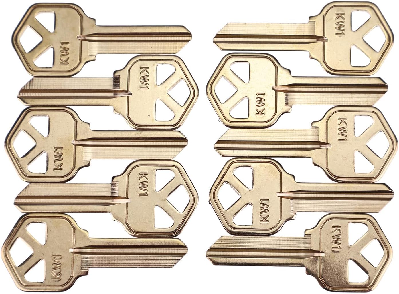 IEQFUE 10PCS KW1 Key Blanks Compatible with Kwikset Nickel Chrome Plated BRS