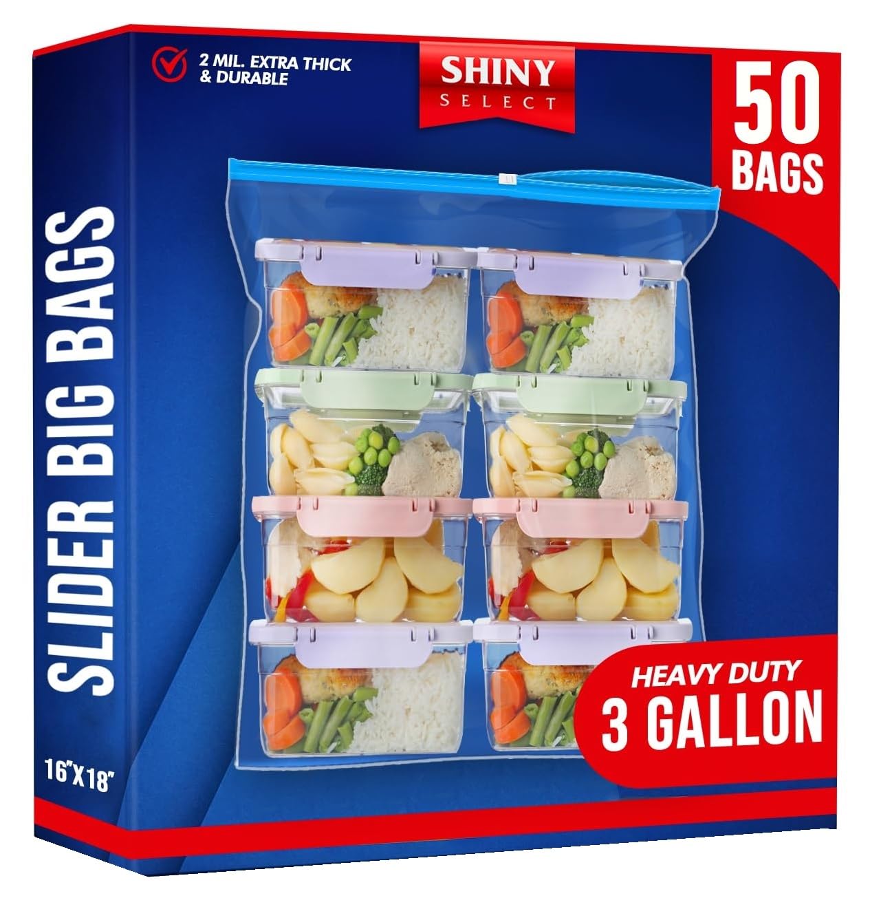 Slider Jumbo - Bolsas de Almacenaje para Alimentos (50 Unidades, 40 x 45 cm)