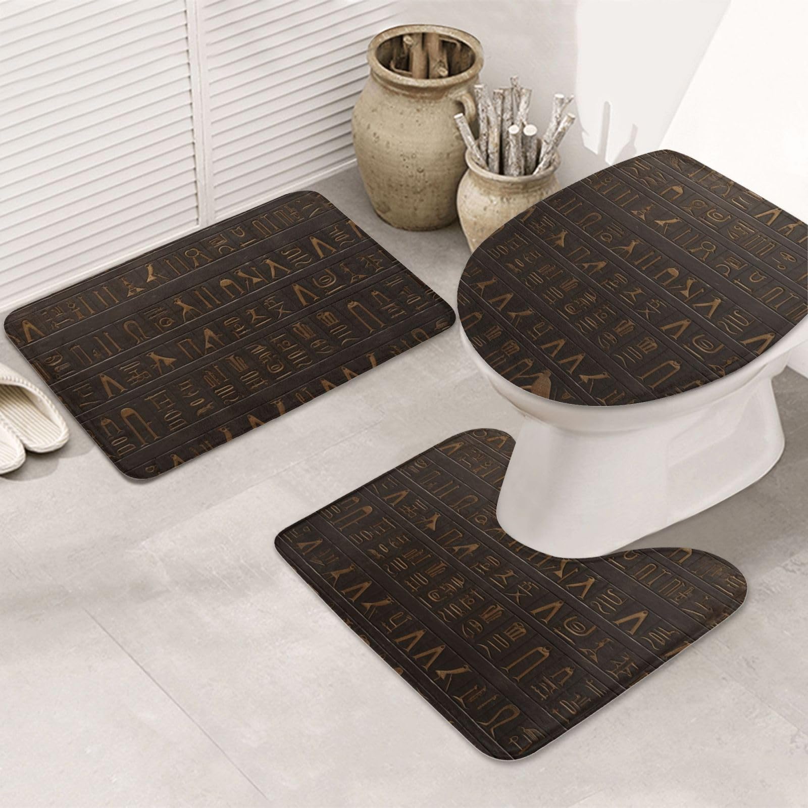 Tapis de douche absorbant pour salle de bain OUSIKA style égyptien antique
