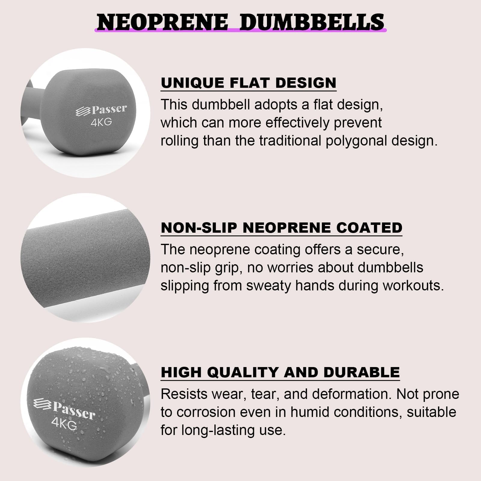 Set di manubri in Neoprene Manubri Corti per Donne e Uomini, Set da 2 Pezzi - Pesi per Allenamento, Ginnastica, Yoga, Pilates, Palestra, Workout, Fitness, Potenza Muscolare e Allenamento Domestico
