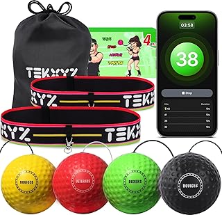TEKXYZ® Reflex Ball Family Pack with Counter App | Online Community for Boxing Ball, Ideal for Coordination, Punching, Stress Relief, Home Workouts & Fitness | Stocking Stuffer Gift for All Ages