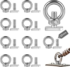 EXLECO 10 Stück M8 Ringmutter M8*20mm Hammerkopfschrauben Edelstahl Ringschrauben Schraubösen Augenschraube Ösen Edelstahl Augenmutter Pflanzenhalter Zurrösen für Anhänger Gewächshaus Gurken Rankhilfe