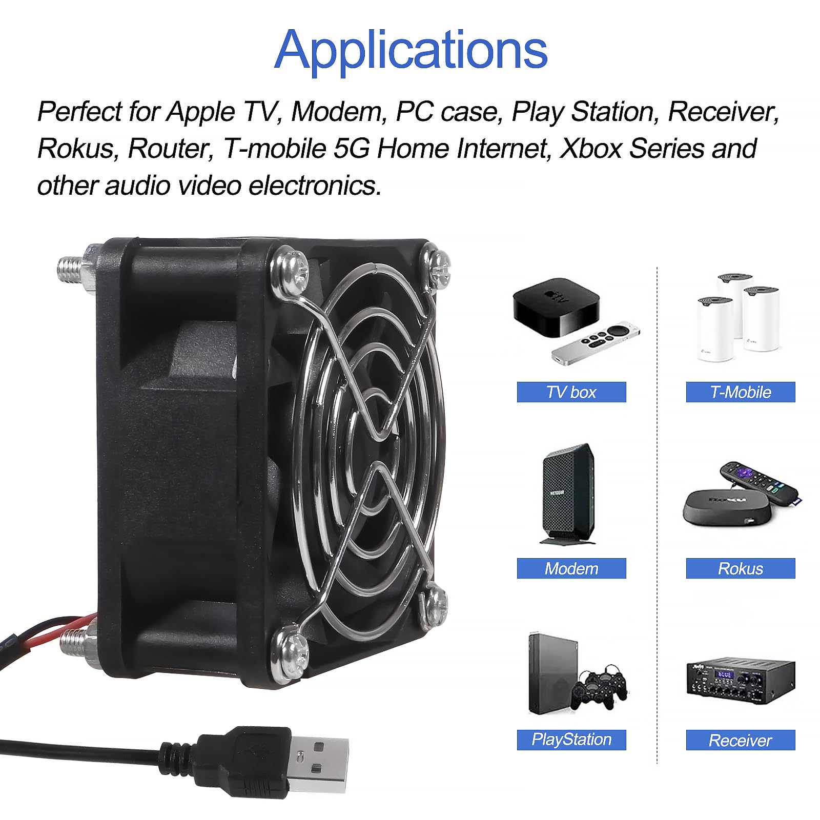 UMLIFE Ventole di raffreddamento silenziose da 60 mm, con doppio cuscinetto a sfera, 60 mm x 60 mm x 25 mm, 5 V CC, senza spazzole, per PC, computer, case di raffreddamento, Raspberry Pi