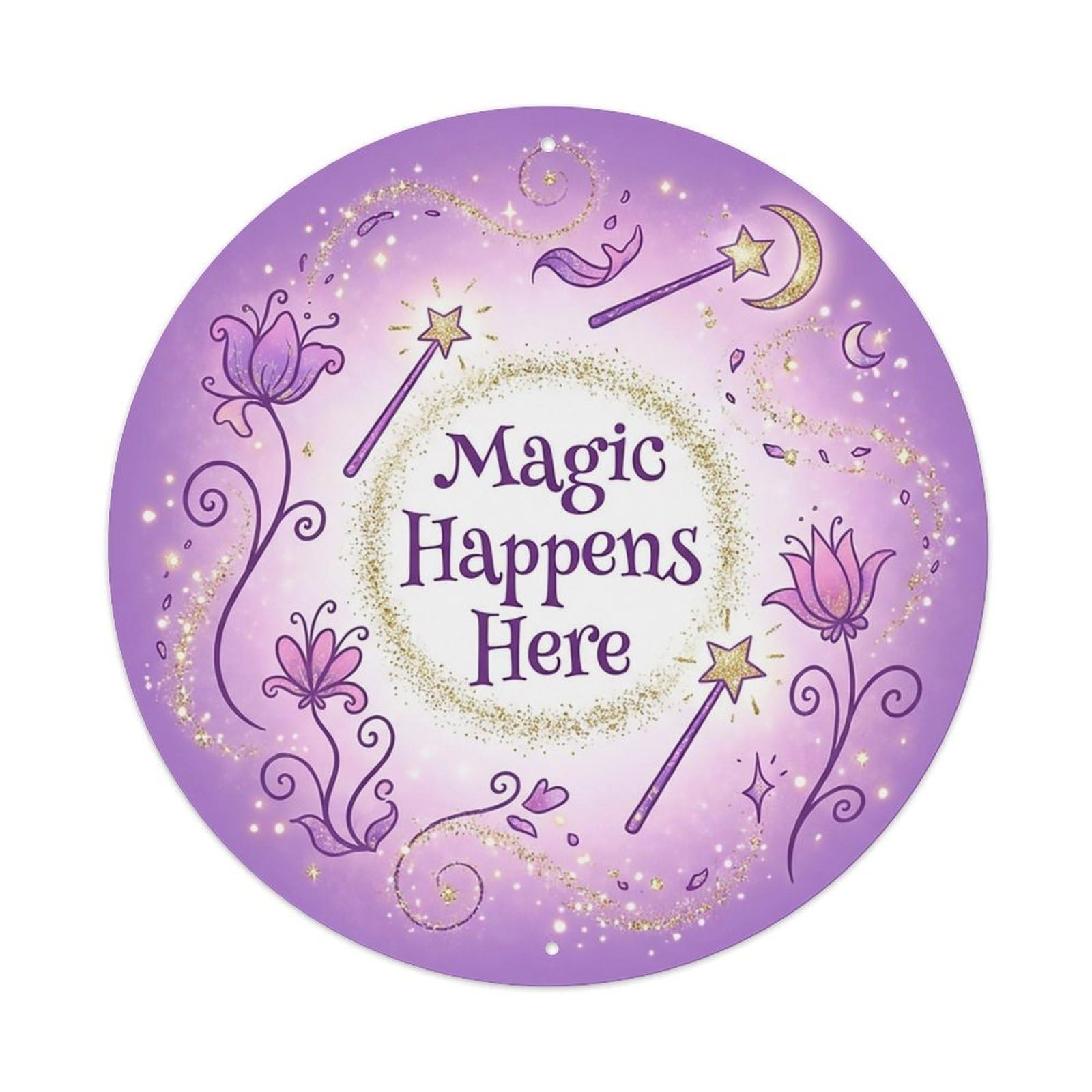 Whimsical She Shed Floral Magic Happens Here Metal Tin Sign