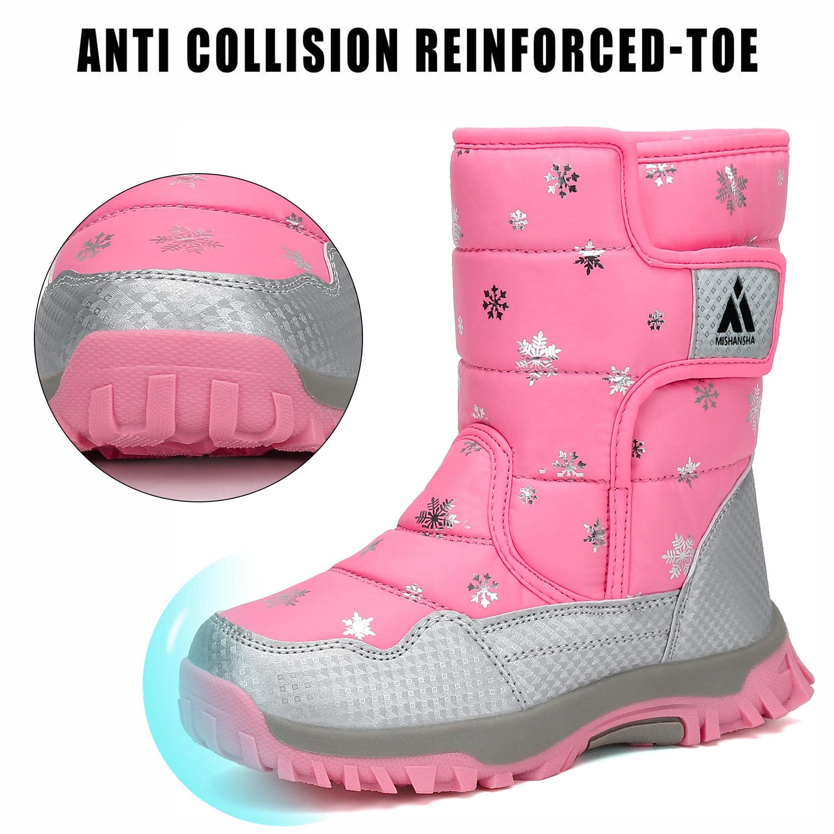 Mishansha Botas de Nieve Niño Niña Botas de Invierno Antideslizante Cálido Forro Niños Al Aire Libre Boots 24-38