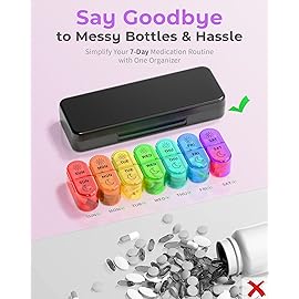 Pill Organizer,    , AM & PM Medicine Organizer 7 Days, Weekly Pill Organinzer 2 Times a Day, Pill Case for Travel, Vitamins, Fish Oils, Supplements