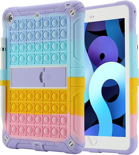 XZC Case for iPad 6th Generation/5th Generation (9.7 inch 2018/2017 Model)/iPad Air 2 Case/iPad Air Case 1st Generation/iPad Pro 9.7 Case Shockproof Cover with Pencil Holder and Strap (Rainbow 2)