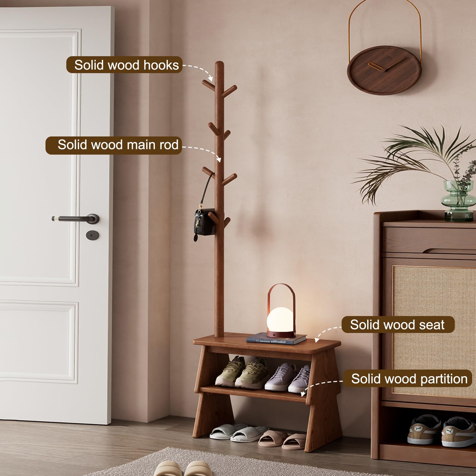 JHDXL Appendiabiti da Ingresso 3 in 1, Set di Appendiabiti con Scarpiera, da Corridoio, Mobile Ingresso da Terra, per Corridoio, Camera da Letto(80 * 35 * 167cm/31.5 * 14 * 65.7in)