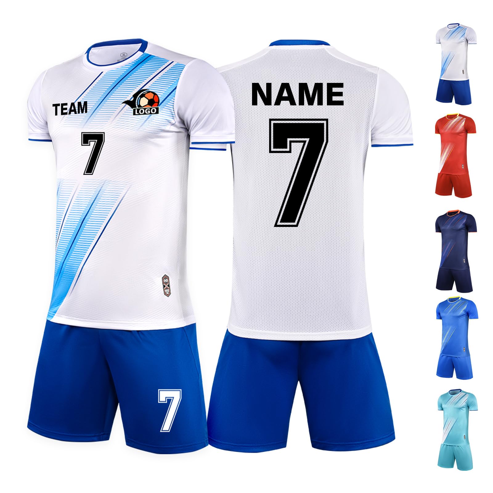LAIFU Custom Adult Soccer Jersey, Personalized Name Team Name Number Logo Soccer Jersey White