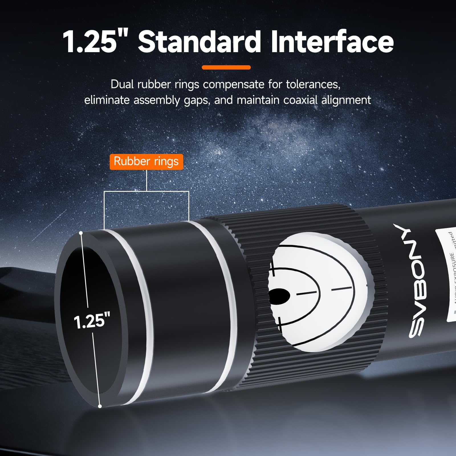 Svbony SV121 Kollimator für Teleskop 1,25'', 3 Helligkeitsanpassung, Dreieckige Positionierschraub, Doppelte Dichtungsringe, für Newton SCT Reflector Teleskop Astronomischen Beobachtung