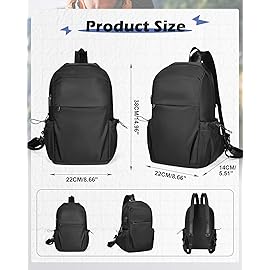 SEAFEW Large Black Convertible Sling Crossbody Backpack Shoulder Bag for Men Women, Waterproof Nylon Chest Bag One Strap Back Pack for Hiking Walking Biking Travel Cycling with USB Charger Port