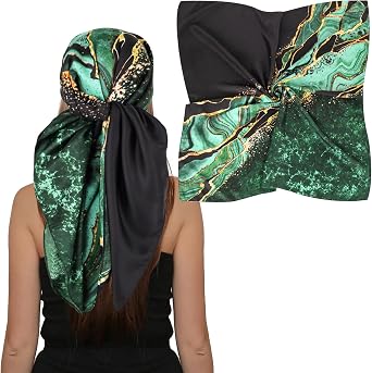 EXTREE Womens 35 inch Fashion Headscarf Silk Satin Scarf for Hair Wrapping at Night Bandana Square Scarf for Sleeping