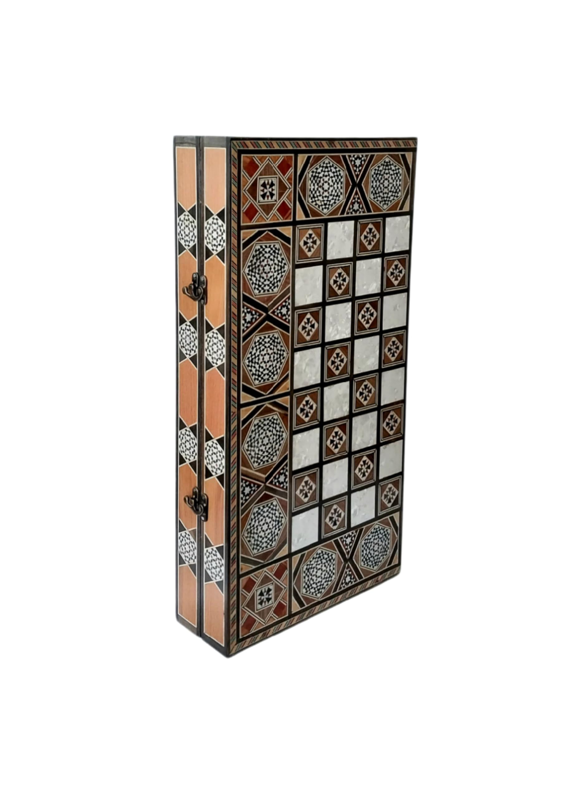 Vintage House Hand Inlaid Backgammon Board. Chess Board. Handmade Natural Wood. Ideal Gift. 2 Players. Ages 12+