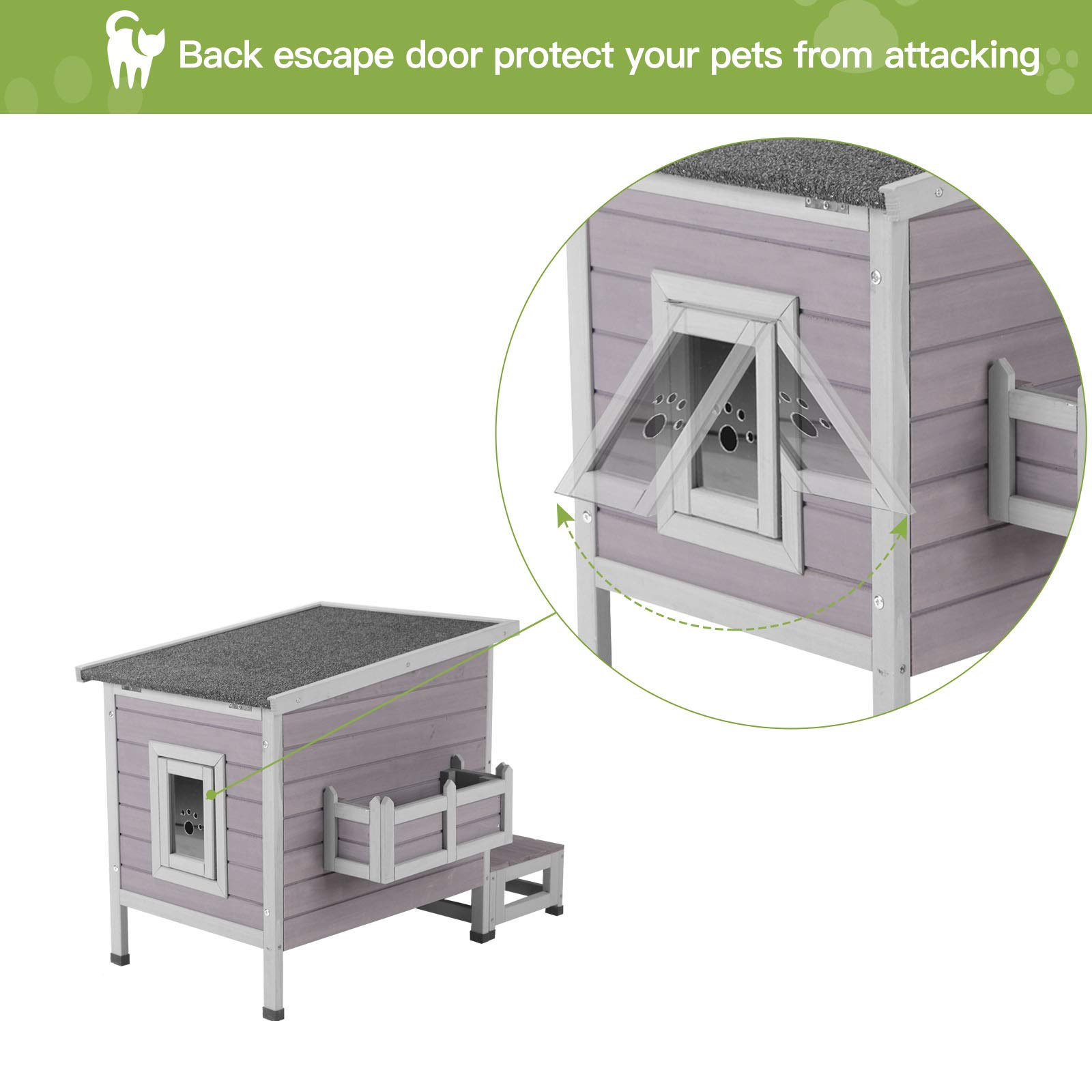 Buy GUTINNEEN Outdoor Cat House Kitty House with Escape Door, Cat