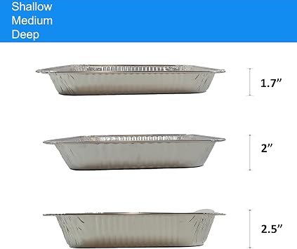 Bakeware Pans 9x13 Disposable Foil 30 Pack - Half Size Steam Table Deep Pans - Aluminum Pans Great for Cooking, Heating, Storing, Prepping Food (9 x 13 x 2.5 inches)