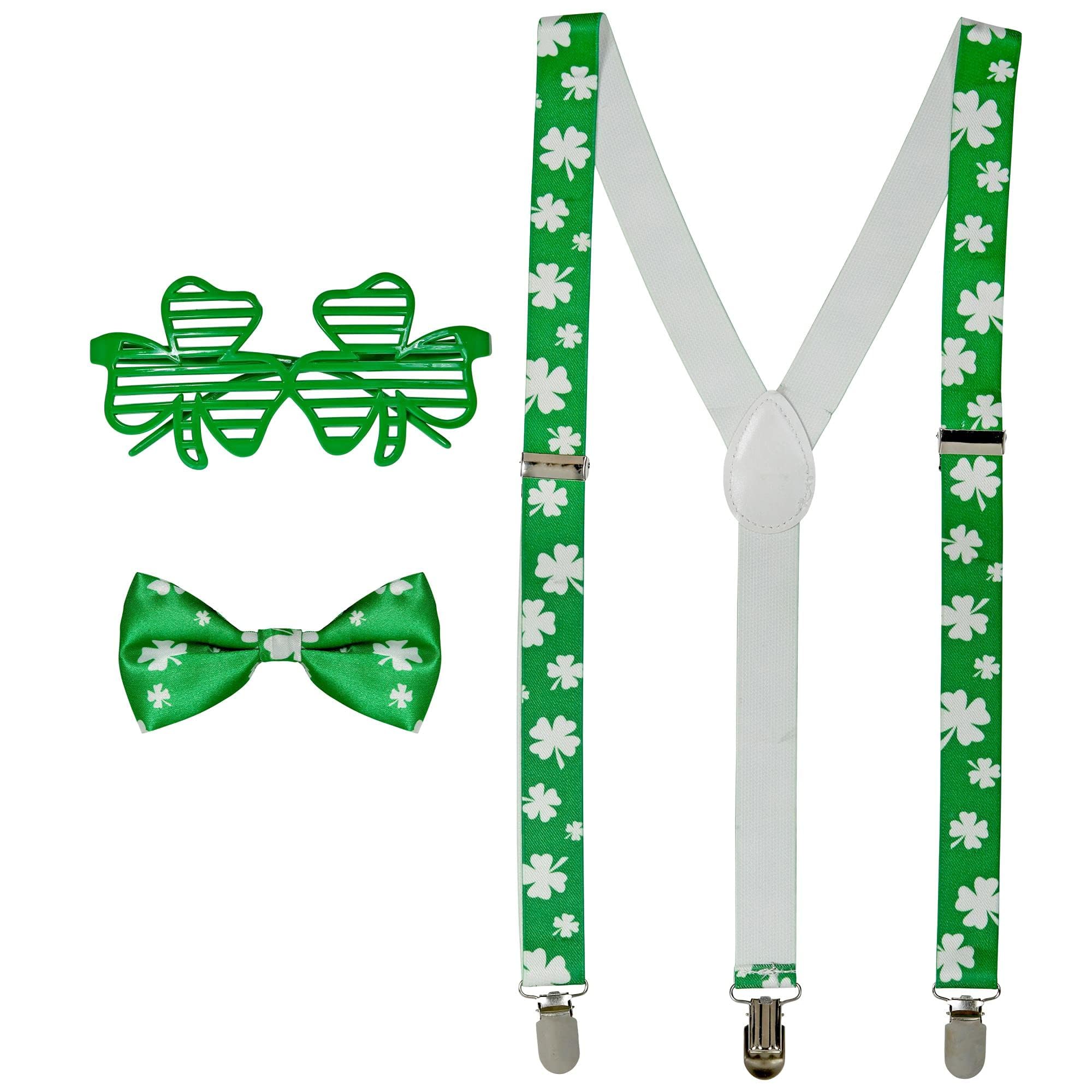 W WIDMANN MILANO Party Fashion - St Patrick's Day Glasses Braces Bow Tie Carnival Fancy Dress Party