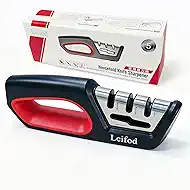 4in1 Knife Sharpener,3-Stage Manual Guided Knife Sharpeners,with Ceramic Stone, Tungsten Carbide Plates, Diamond rods
