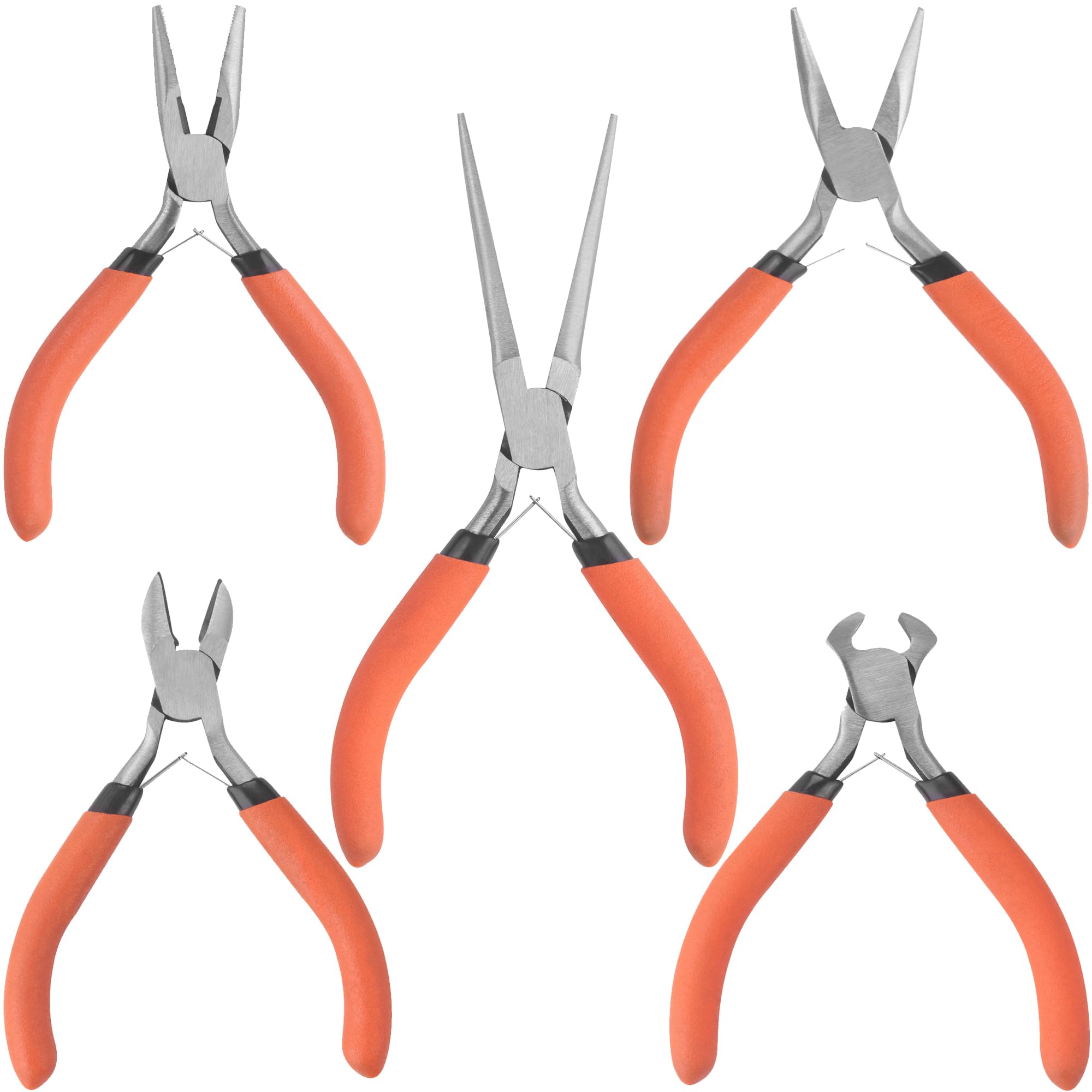 Hardys Hand Tools - Jewellery Pliers Set, Mini Tool Kit for Intricate, Craft & Hobby Works. Includes Long Nose, Side Cutters, Needle Nose and More - 5pc Pliers Set