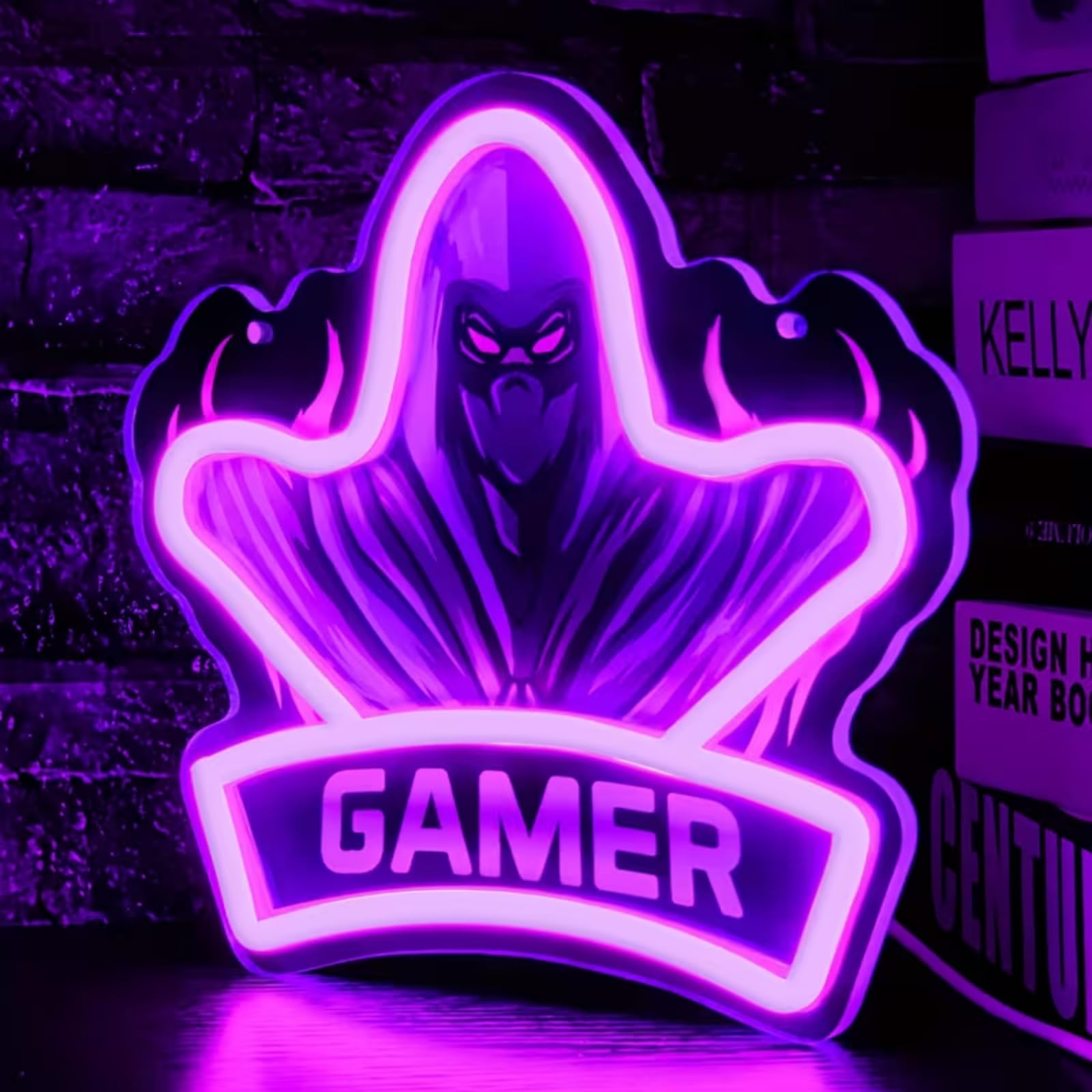 Gamer UV impression LED néon signe acrylique éclairer Art décor mural pour homme grotte garage bar magasins chambre chambre fête maison vacances alimentation USB
