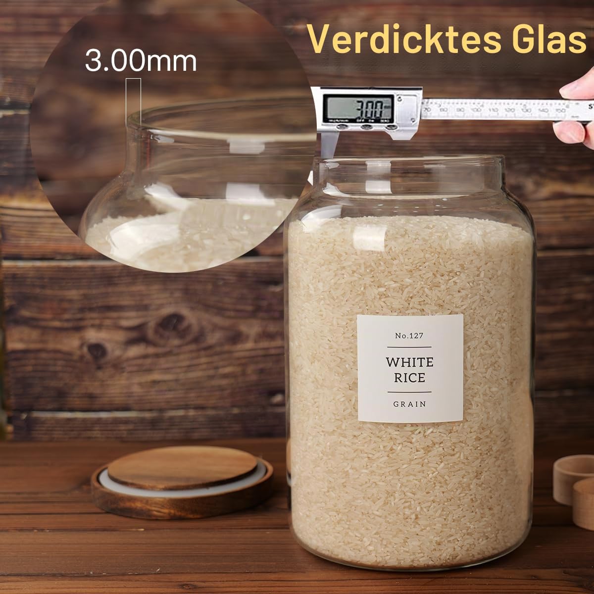 CZSZYGHBAO 2 x Große Vorratsgläser mit luftdichtem Deckel, Vorratsgläser aus Glas für Lebensmittel, Tee, Gewürze, Getreide, Eier, Mehl, Kaffee und mehr (4000 ml)