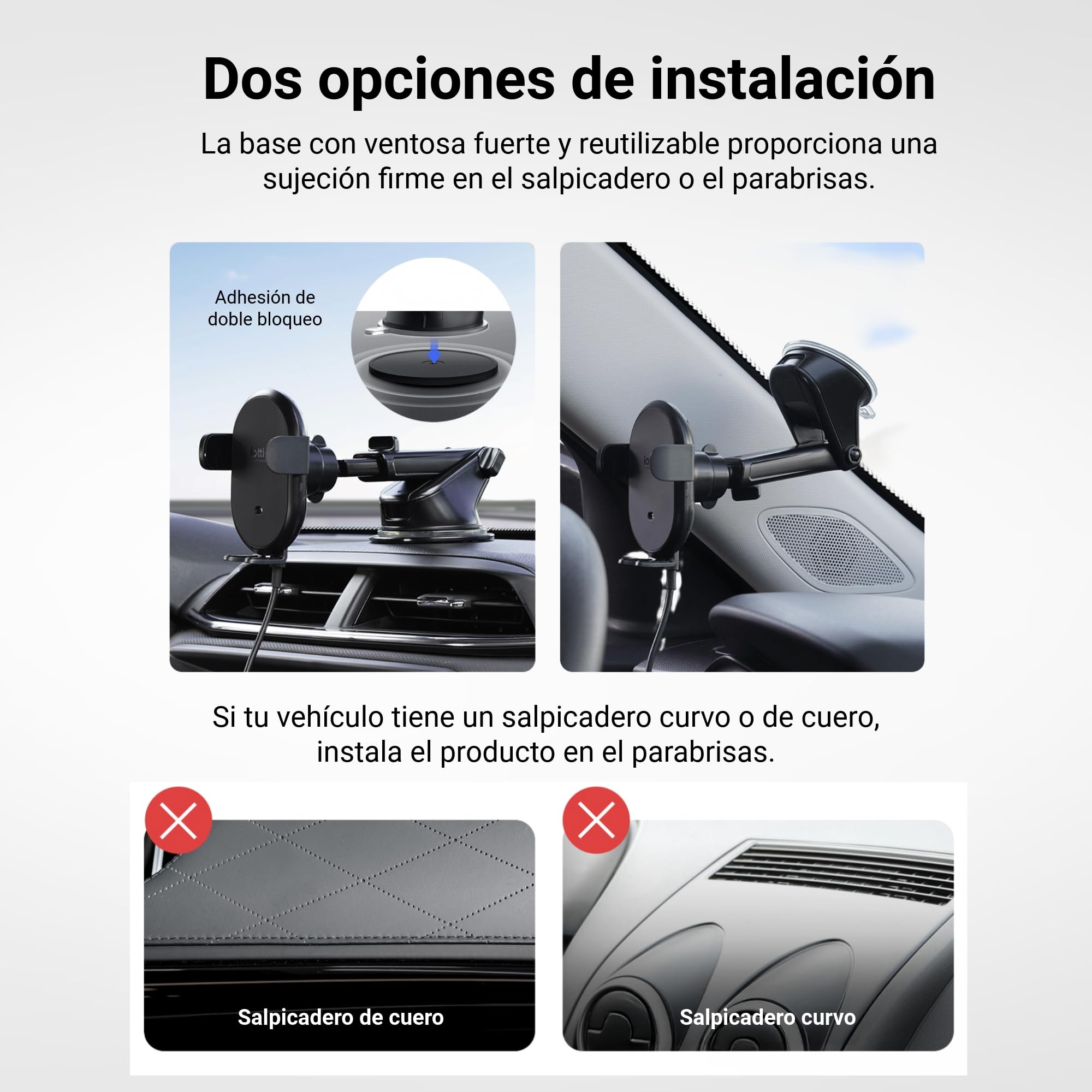 iOttie Auto Sense 2 - Soporte para teléfono de Coche para salpicadero y Parabrisas con Carga inalámbrica Qi, Soporte de teléfono y Cargador para Google Pixel, iPhone, Galaxy, Huawei, LG, Adaptador de