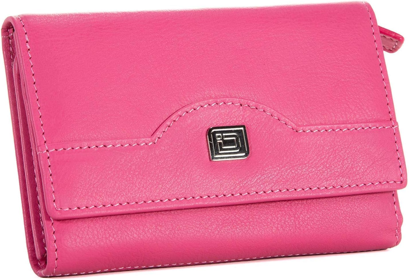 Leather Clutch Wallets for Women - RFID Blocking Slim Wallet in Hot Pink