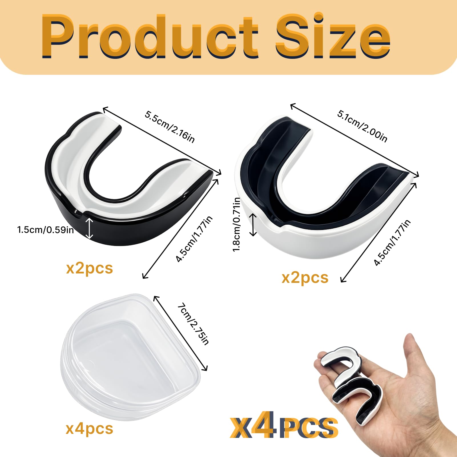 4 Pezzi Paradenti Sport per Adulti, Protezione Denti Boxe e Arti Marziali, Mouth Guard con Custodia, Paradenti Sportivo per MMA Rugby Hockey Allenamento