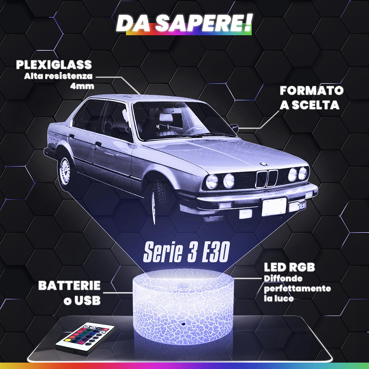 Lampephoto.fr - Lampada 3D Auto 205 GTI Rallye, Luce Notturna Tattile Auto 205 GTI Rallye, Illusione 3D Led, Idea Regalo di Natale per Ragazzi e Ragazze Lampada da Comodino per Bambini o Adulti TOP