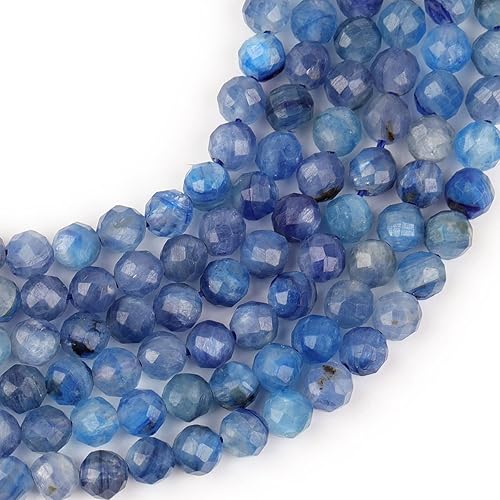 Miniatura 4 de JOE FOREMAN Cuentas espaciadoras pequeñas redondas de cianita natural de grado AAA de 0.157 pulgadas (0.157 in) para hacer joyas, pulseras, aretes,