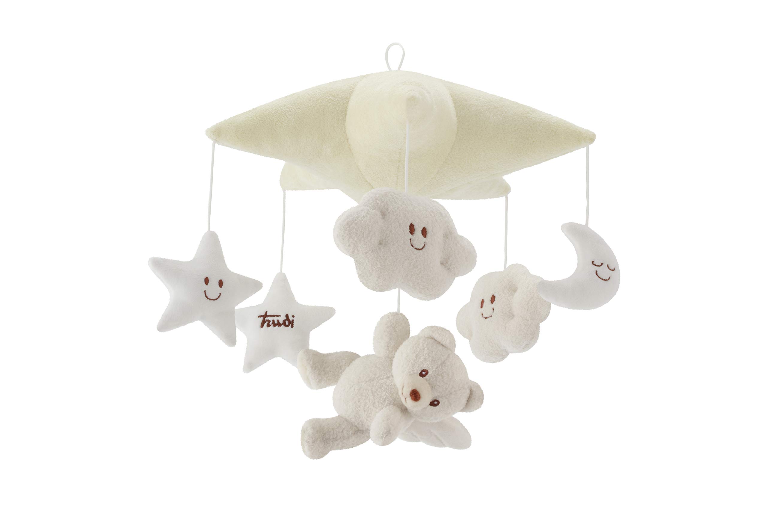 Trudi Mobile pescasogni Orso Avorio Peluche e Doudou Carillon per Neonati. Orsacchiotti Baby per Bambini. Regalo Neonato Primi Mesi | 25x26x25cm Taglia M | Baby Cremino | Modello 18165