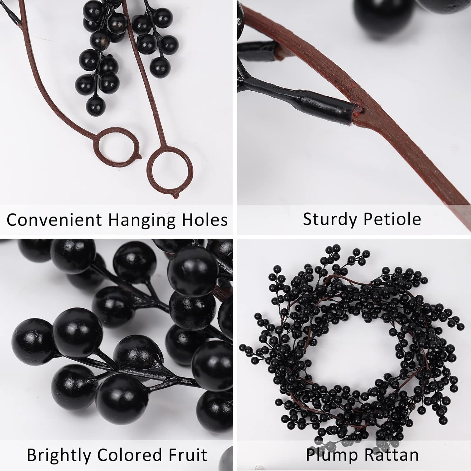 RECUTMS Berry Garland Artificial Black Berry Garland 5.9FT Garlands with Bendable Stems for Christmas Halloween Holiday Fireplace Stairs Table Decor - Image 3