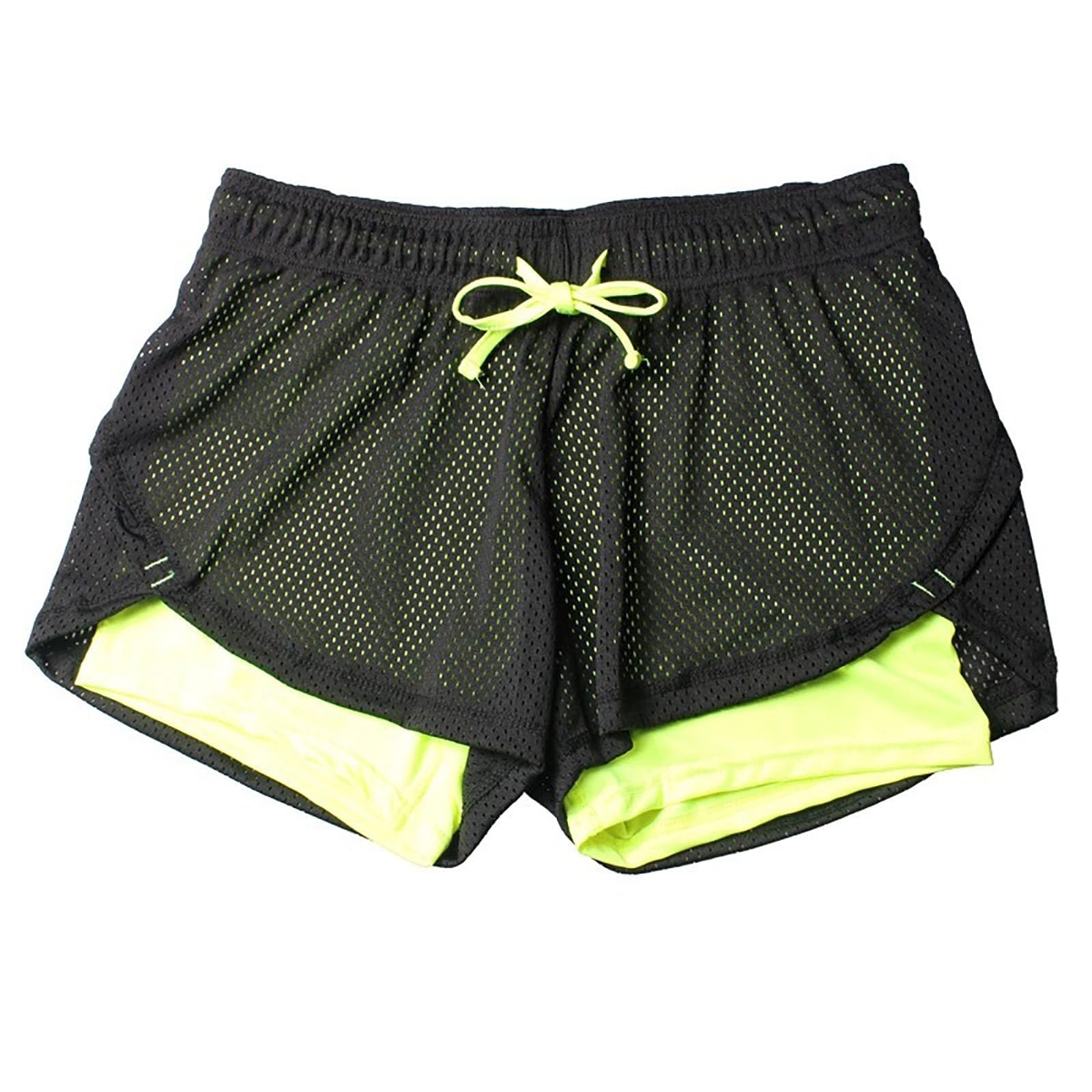 Keepink Running Shorts Womens 2 in 1 Gym Shorts Casual Lightweight Mesh Double Layer Bottoms Quick Dry Sports Tennis Gym Workout Bottoms Ladies Short Leggings Comfy Jogging Pants — image 1