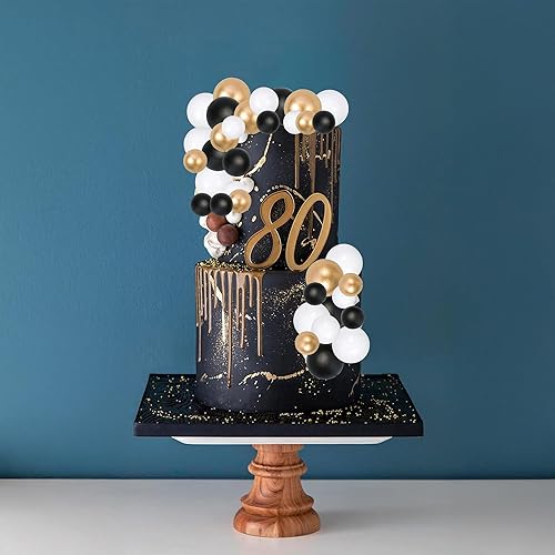Miniatura 7 de Gyufise 30 piezas de adornos de bolas de oro blanco y negro, mini globo para cupcakes, bola de espuma para decoración de pastel de boda,