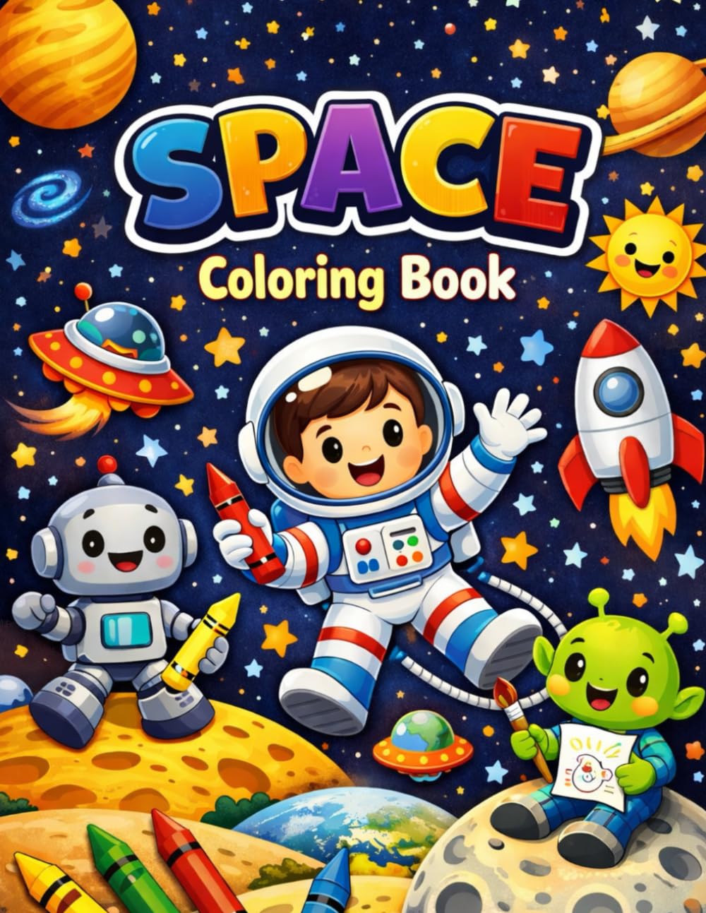 Space Coloring Book for Kids: Simple Coloring Book for Kids Ages 3–7 (Dream Weaver Coloring Series for Kids Ages 3–7)