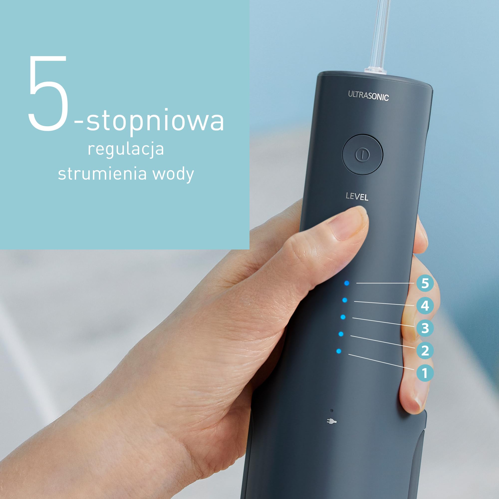 Panasonic Series 600 EW-DJ66-A303, Irygator do Zębów, 200 ml, IPX7, 2 Dysze Ultradźwiękowe, 5 Ustawień Ciśnienia, Akcesorium Podróżne, Granatowy