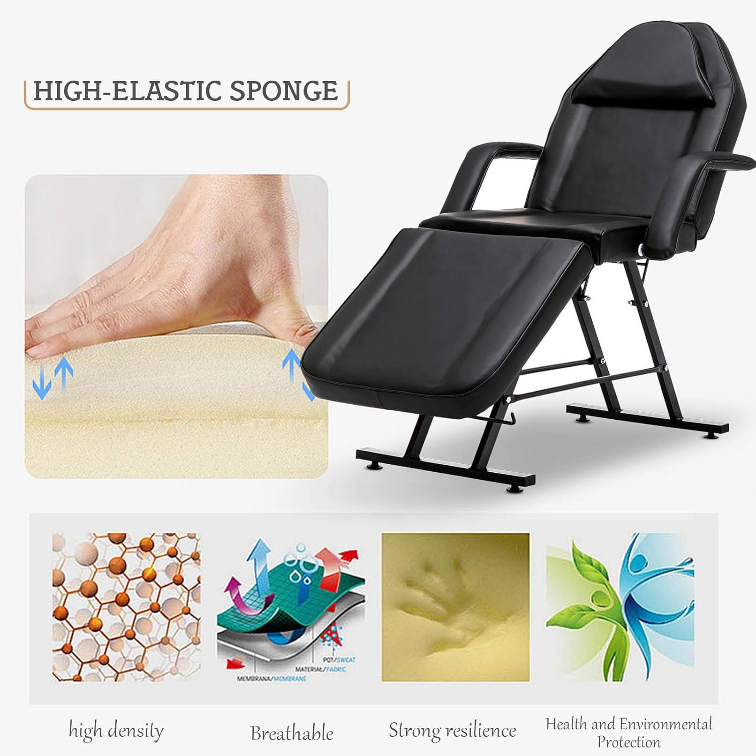 Massage Facial Bed Portable Tattoo Spa Salon Chair Beauty Massage Table Chair (Black) : Beauty & Personal Care