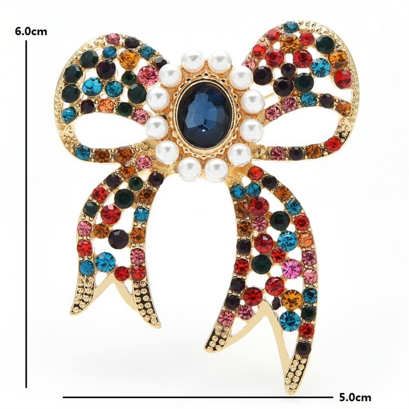 RWRAPS Damen-Brosche mit Schleife, Damen-Strass-Blumen-Brosche, Damenmode, passende Hochzeitsbankett-Brosche, Exquisite Broschen (Metallfarbe: Mehrfarbig) (rot)