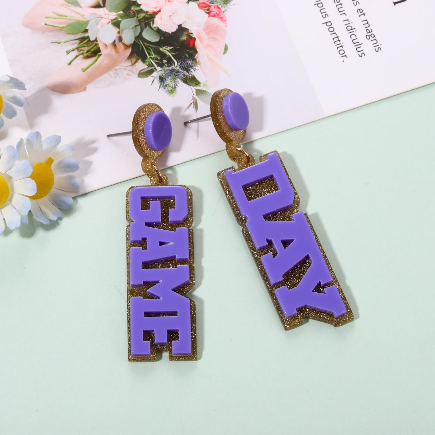 Game Day Earrings for Women, Acrylic Football Earrings Game Day Accessories Team Sports Fan Earrings Football Team Gifts - Image 3