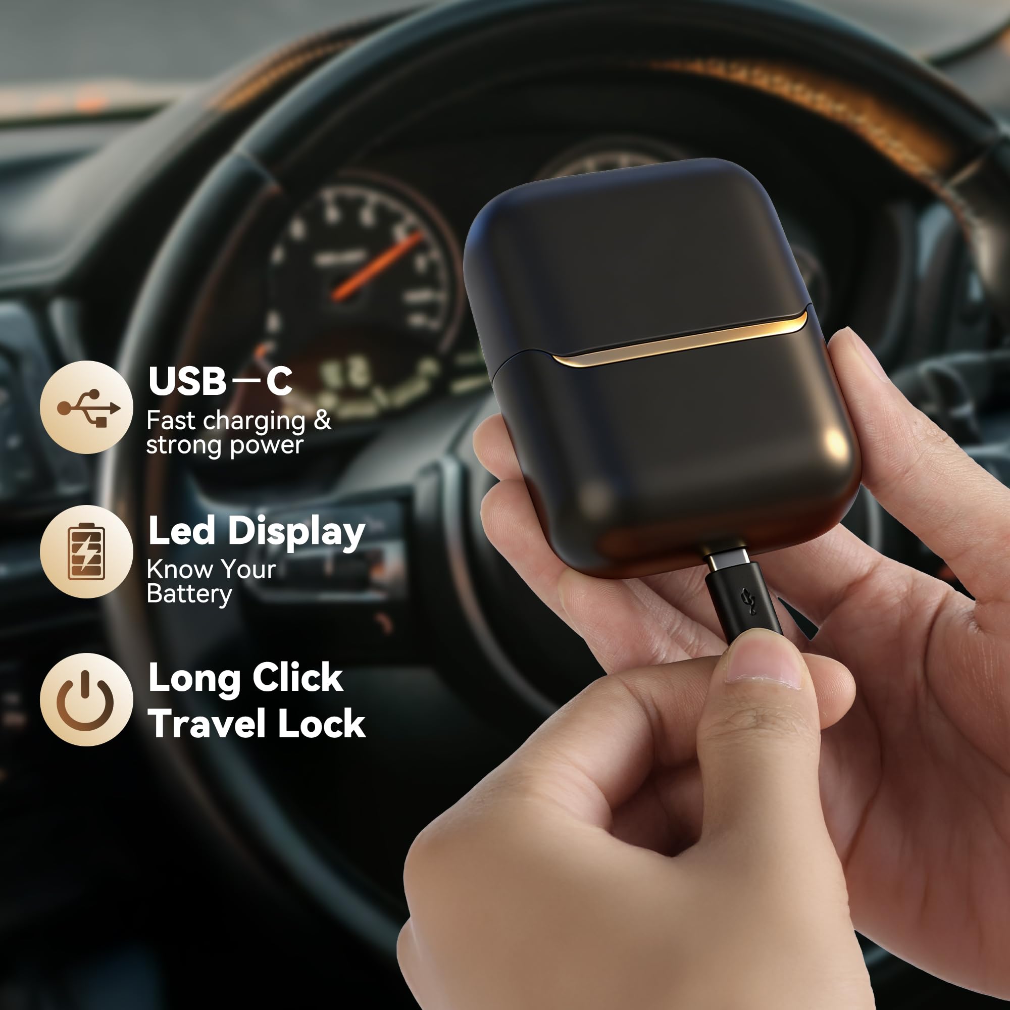 Rasoio elettrico da uomo, rasoio portatile per il viso da viaggio, impermeabile IPX7, senza fili, con ricarica USB-C, regalo quotidiano liscio per papà, marito e fidanzato