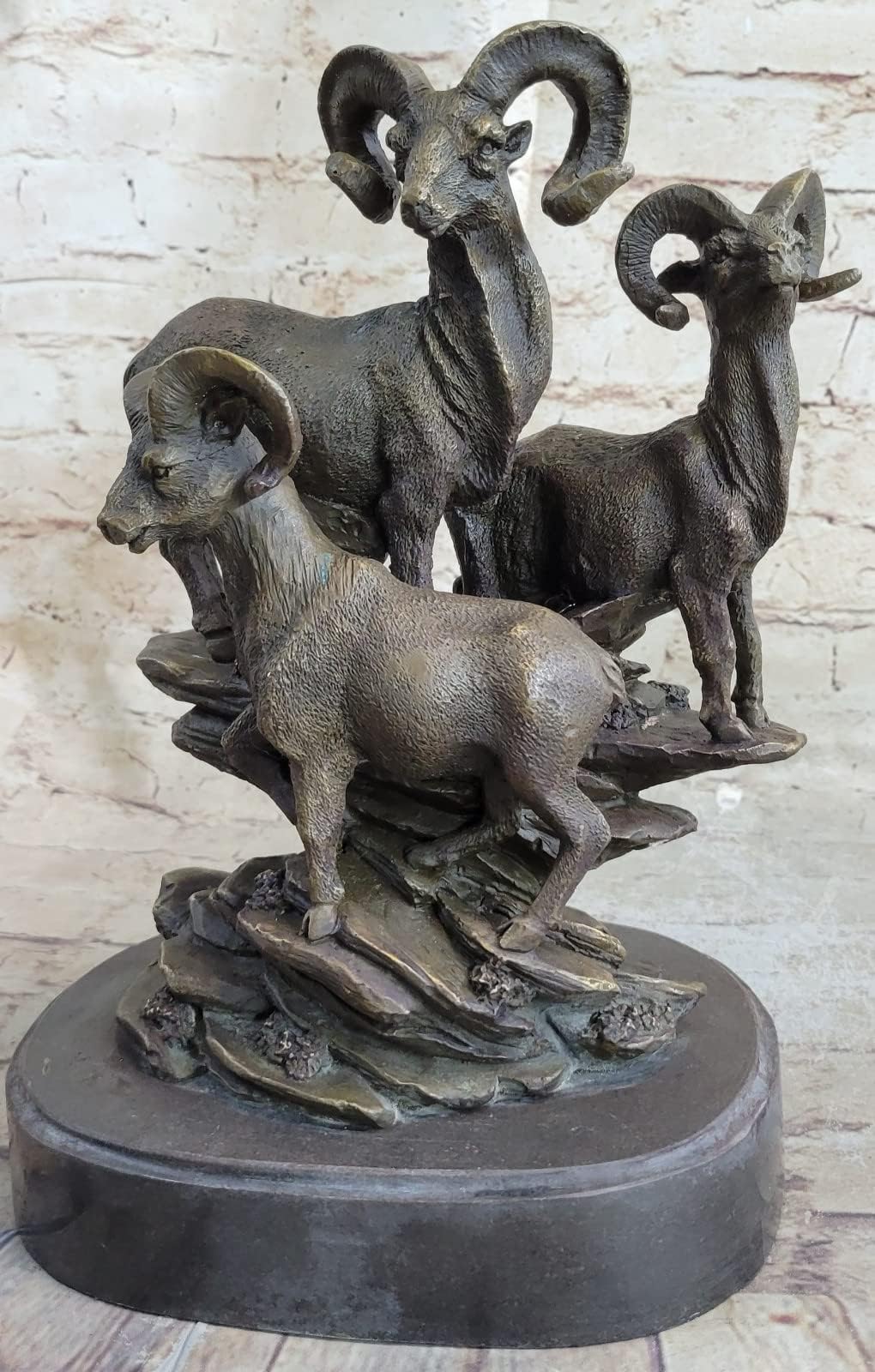 EUROPEAN BRONZE Big Horn Sheep Ram Game Hunter Wildlife Art Aries Bronze Marble Statue Sculpture Decorative Gift Handmade
