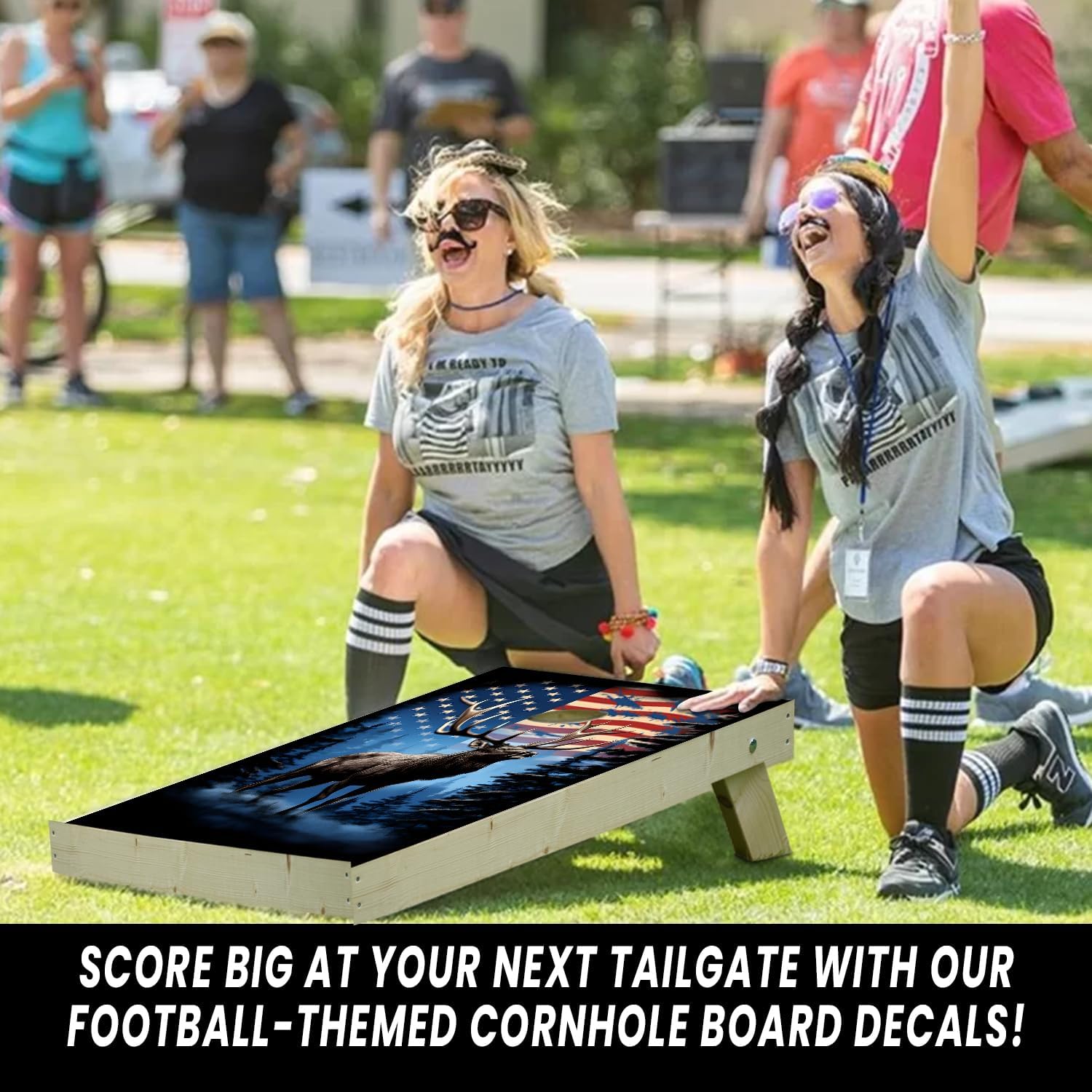 Gotsafety American Elks Cornhole Decal, Cornhole Board Vinyl Wraps Only - Durable and Easy to Apply & Adhesive - UV Protected & Printing, Set of Two - Cornhole Skins for Boards (48” x 24”)