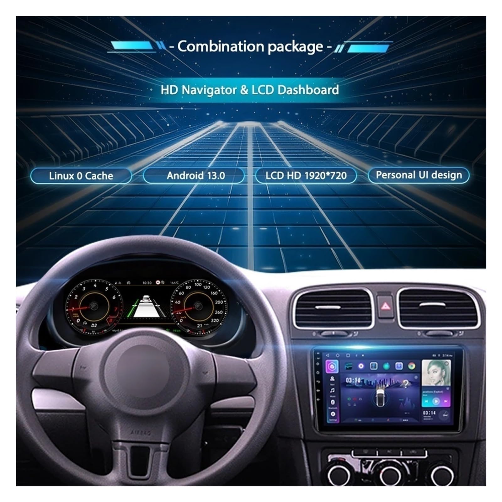Cruscotto digitale LCD da 12,3 pollici compatibile con Volkswagen Golf 4 1997-2003 anni cruscotto cruscotto tachimetro