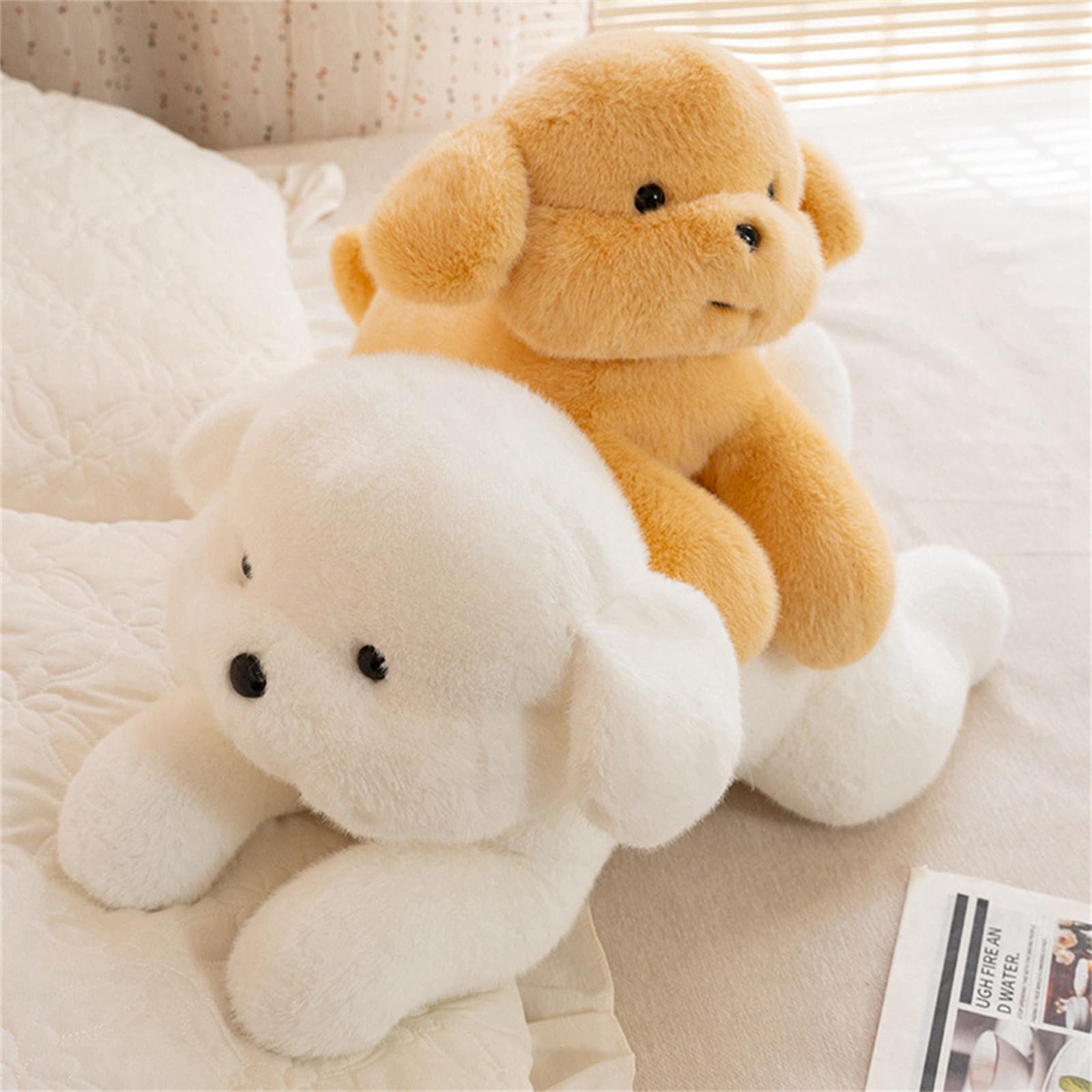 AMOSIJOY Simuliertes Hund Plüschtier Groß Kuscheltier Hund Weiche Flauschige Plüschtiere zum Spielen Kuscheln Geschenk für Jungen Mädchen (75cm,Braun)