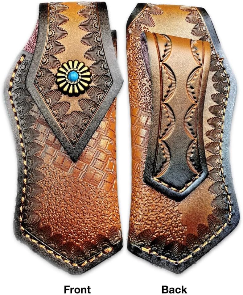 TACTICAL GEARZ Damascus Pocket Knife - EDC Folding Knife with Ebony Steel Handle - 67 Layer Damascus Blade Everyday Carry with Leather Sheath (DXT77)
