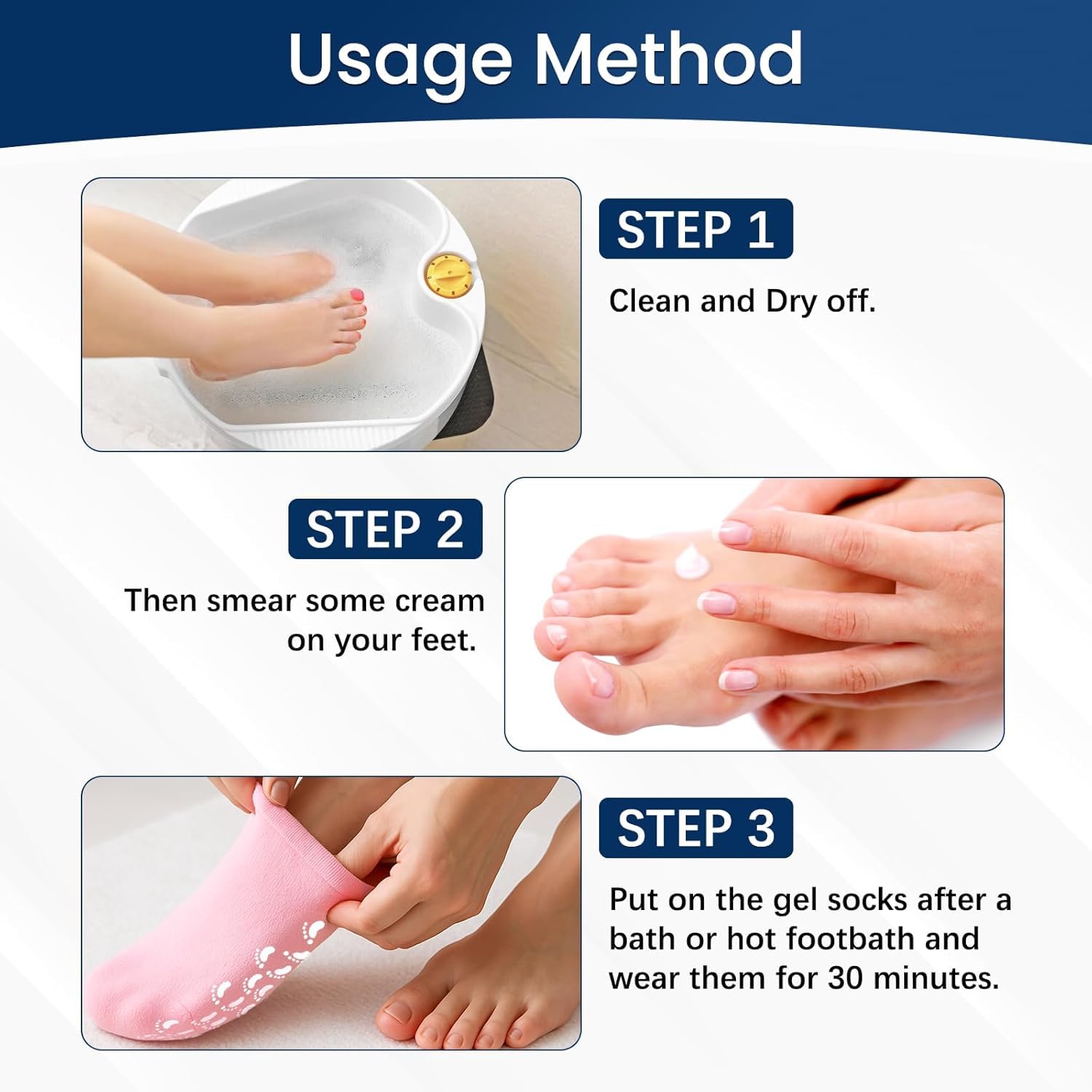 LUMONY® Silicone Socks for Women, Crack Heel Repair Socks, Spa Gel Socks for Women, Silicon Socks, Silicone Socks for Men, Foot Hydration Socks Vitamin E- (Multicolour -1 Pair) - Image 4 thumbnail